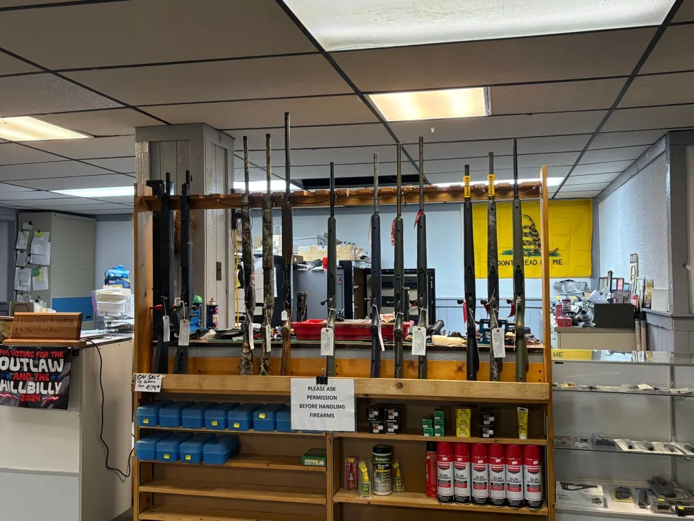 Rifles and shotguns on display